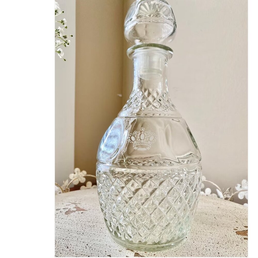 Royal Vintage Glass Wine Liquor Decanter Bottle‎ Diamonds Grapes